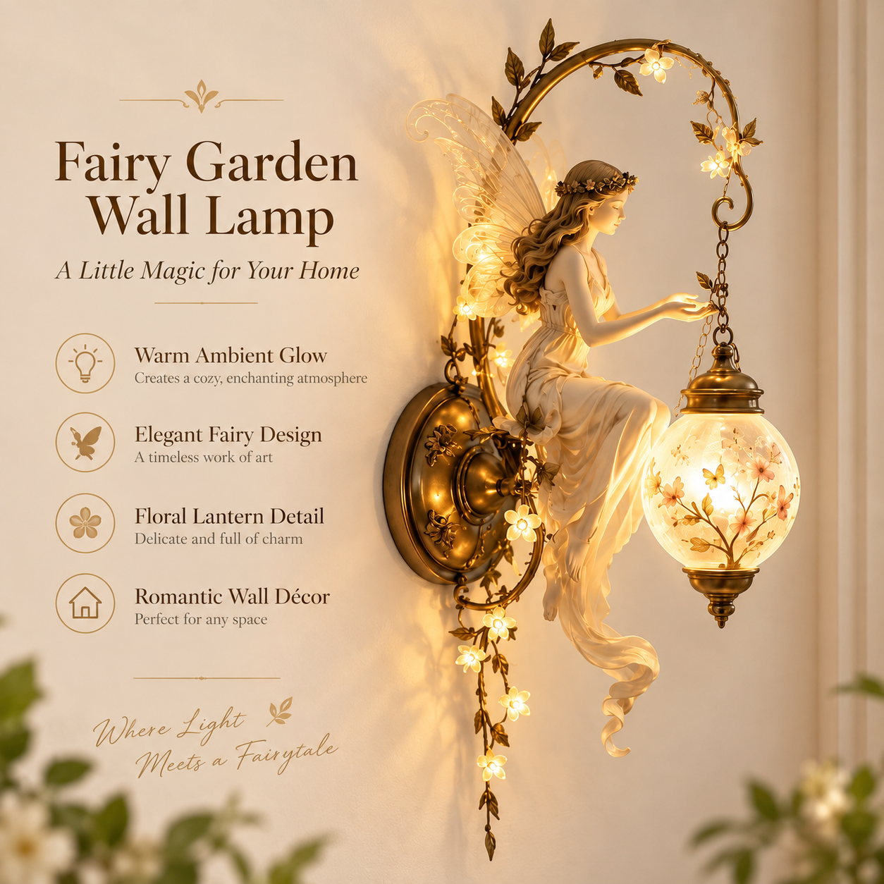 BlossomSprite – ⏰🧚✨ Enchanted Fairy Blossom Lantern Wall Light 🌸🏮