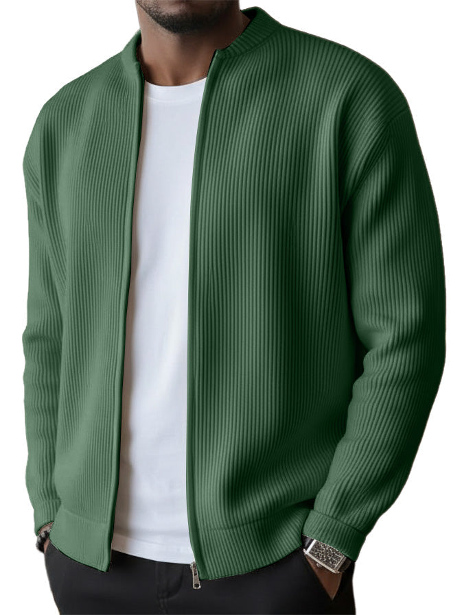 UrbanRib – Men's Ribbed Stand-Collar Zip-Up Jacket