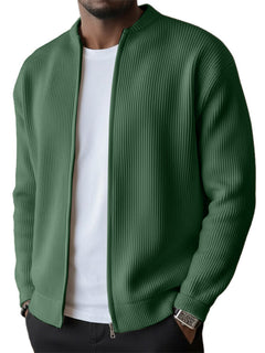 UrbanRib – Men's Ribbed Stand-Collar Zip-Up Jacket