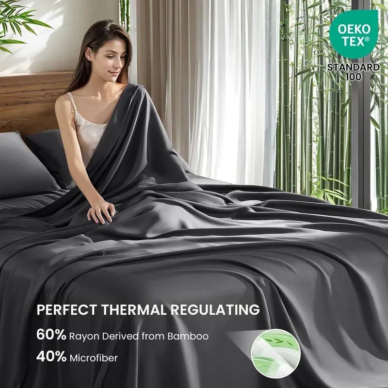 ❄️BambooBreeze – Silky Soft Cooling Sheets with 16-Inch Deep Pockets