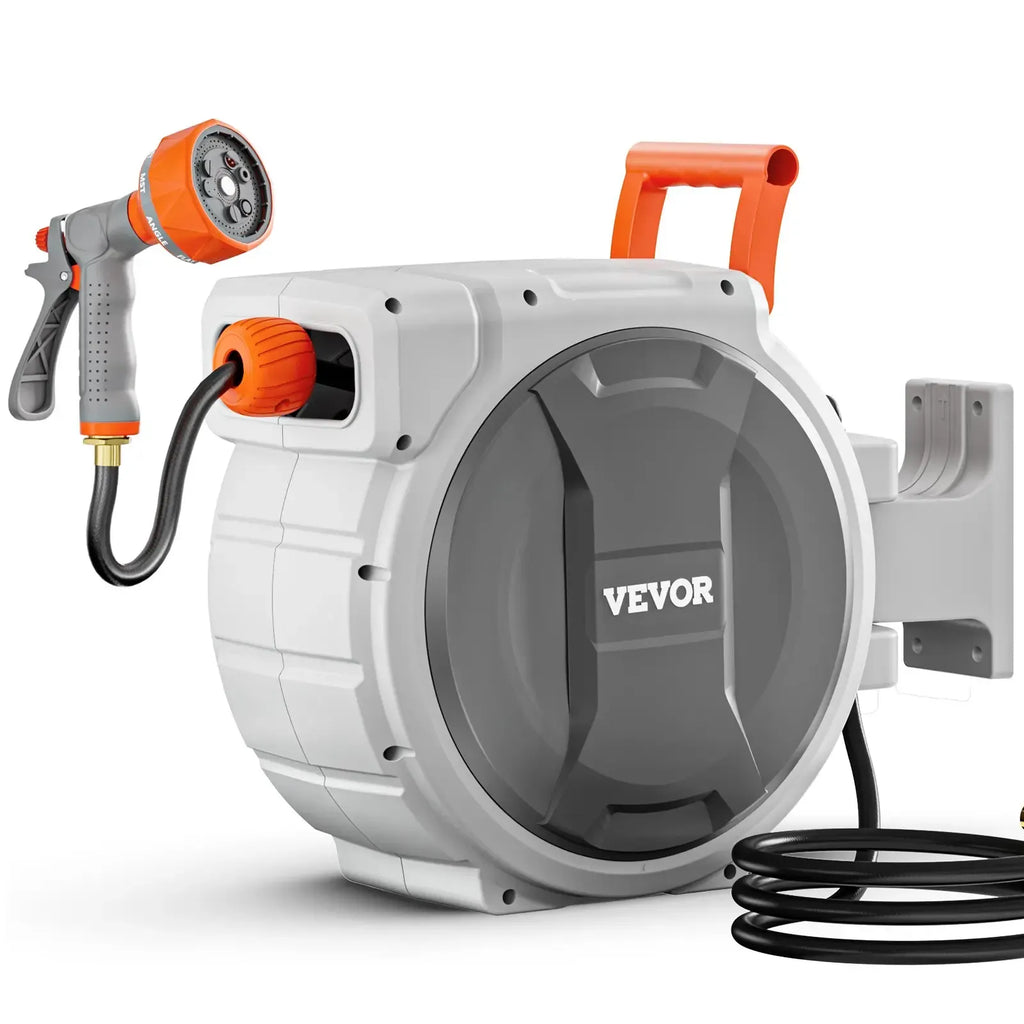 ReelReach – Retractable Wall-Mounted Garden Hose Reel with 9-Pattern Nozzle