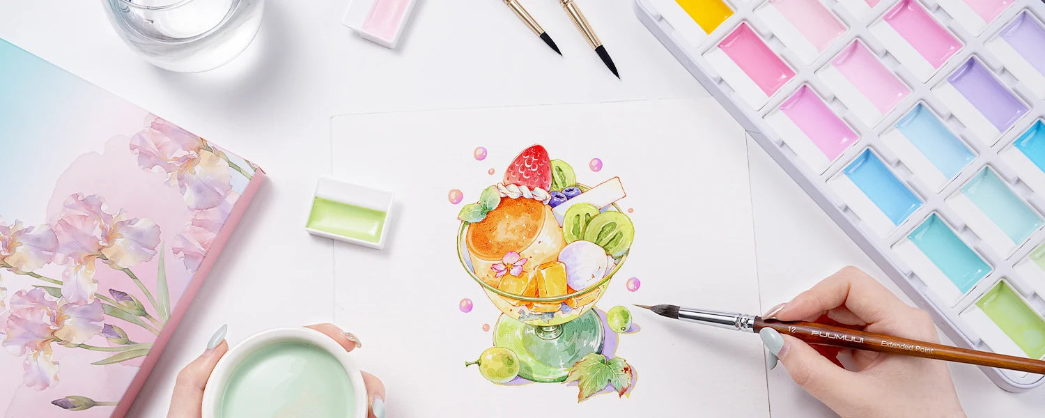 MacaronMuse – 24-Color Opaque Semi-Solid Watercolor Paint Set