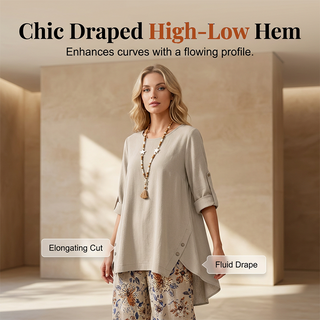 LinenBreeze – Women's Cotton Linen Half-Sleeve Top & Pants Set, Breathable & Lightweight
