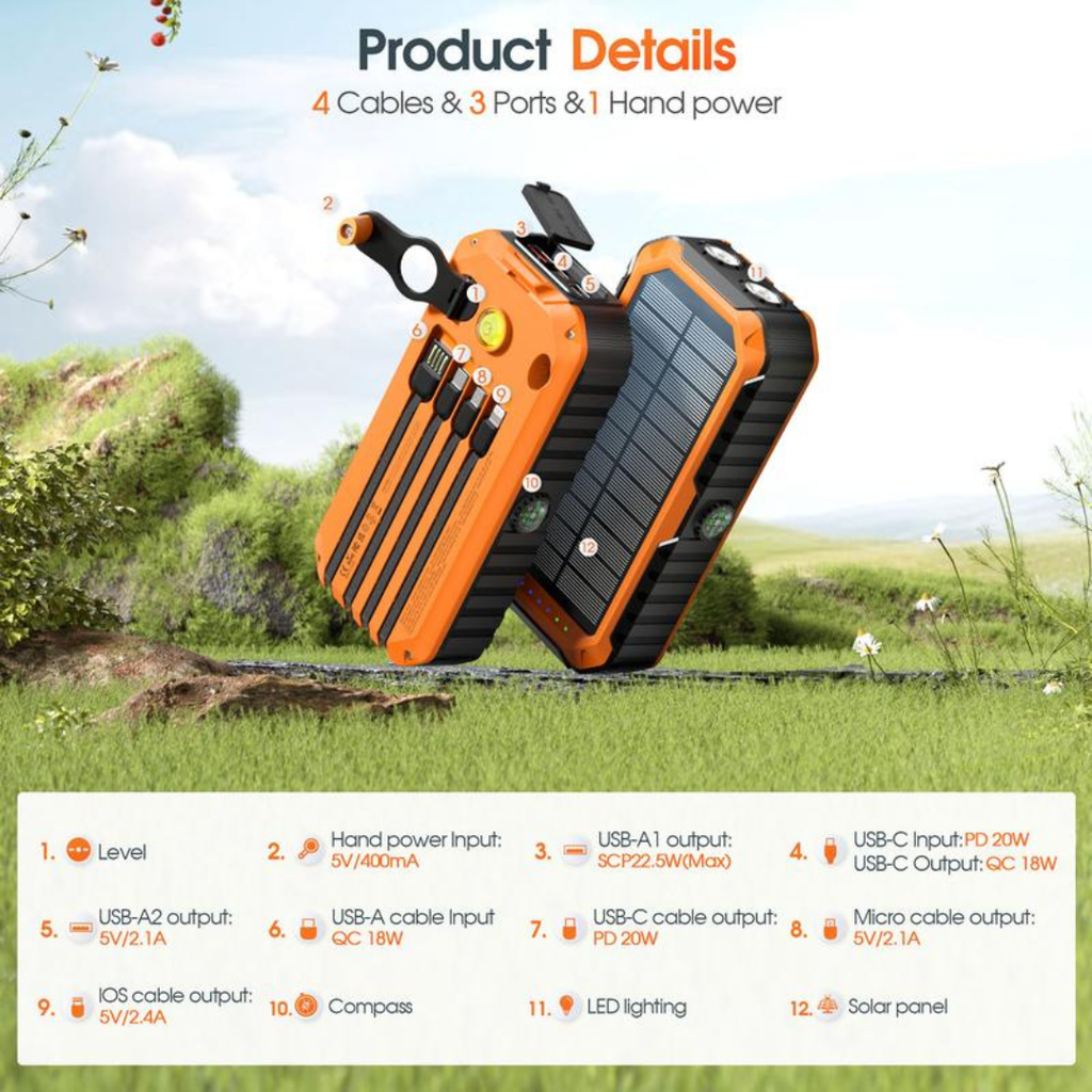 SolarPeak – Solar & Hand-Crank Emergency Power Bank