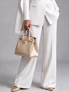 CapeLuxe – 🤲⏰ Women's Chic 2-Piece Suit Set with Asymmetric Cape Blazer & Wide-Leg Pants