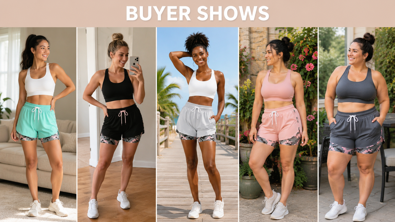 MoveEase – Women’s Double-Layer Athletic Shorts with Pockets