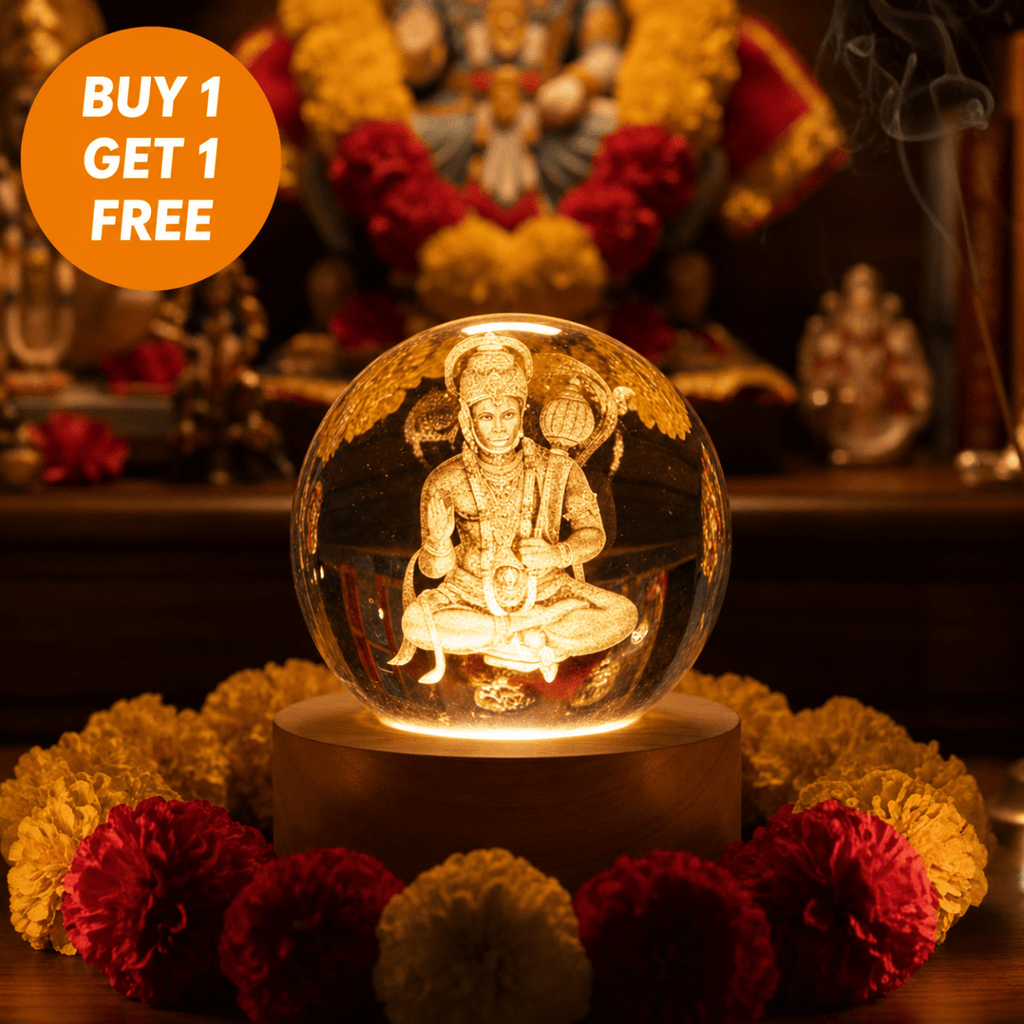 DivineGlow – Laser-Engraved 3D Crystal Deity Night Light with Wooden LED Base