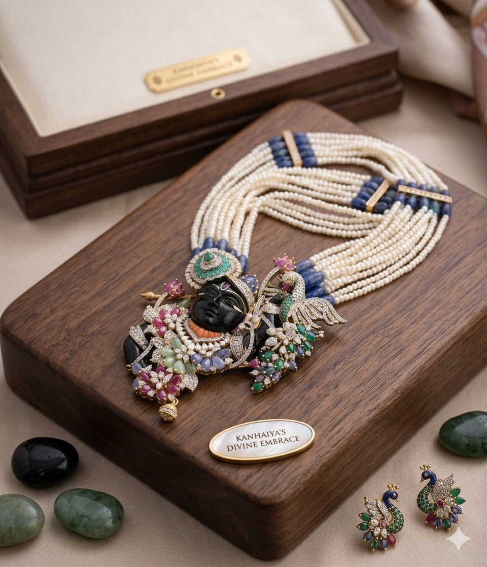 KrishnaHeritage – Multi-Strand Pearl Temple Necklace