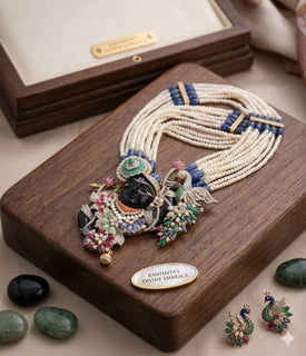 KrishnaHeritage – Multi-Strand Pearl Temple Necklace