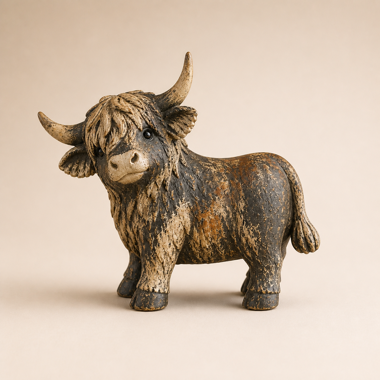 🐮 CuriousCoo – Rustic Highland Cow Figurine for Charming Farmhouse Tabletop Decor