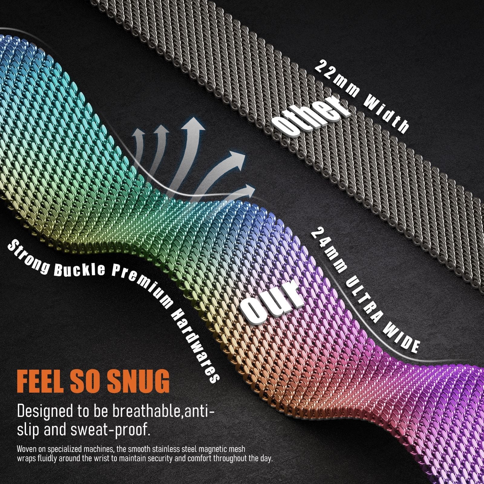 MechaMesh – Magnetic Milanese Loop Band for Apple Watch