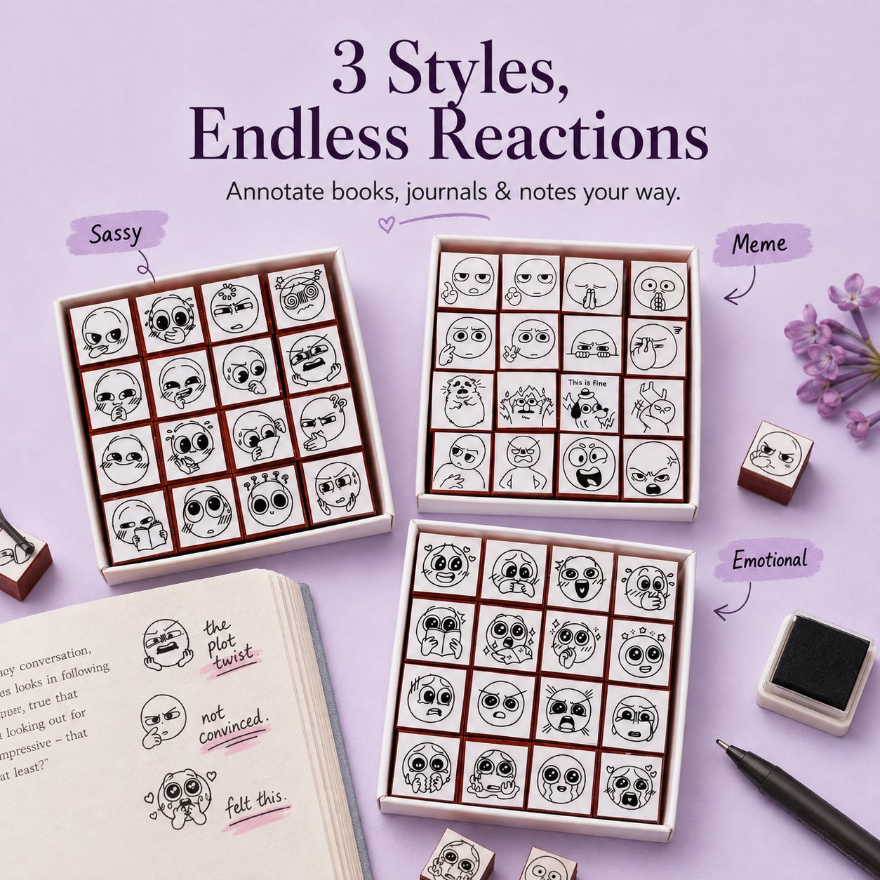 📚 PageMood – Expression Reaction Stamp Set for Readers & Journaling