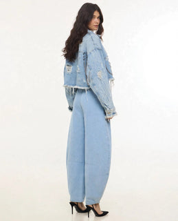 BarrelBloom – High-Rise Barrel Cut Wide-Leg Denim
