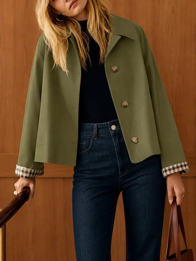 TrenchEase – Classic Cropped Trench Jacket