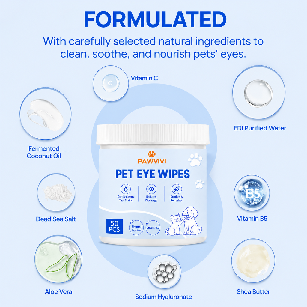 ClearPaw – Gentle Tear-Stain Eye Wipes for Dogs and Cats