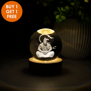 DivineGlow – Laser-Engraved 3D Crystal Deity Night Light with Wooden LED Base