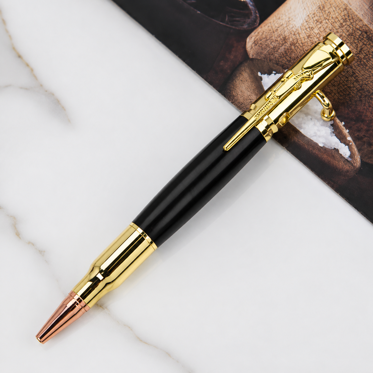 BoltScribe – 🖊Handcrafted by Jake Wilson🖊 Bolt-Action Wooden Bullet Pen Crafted from Real Wood & Bullet Casing