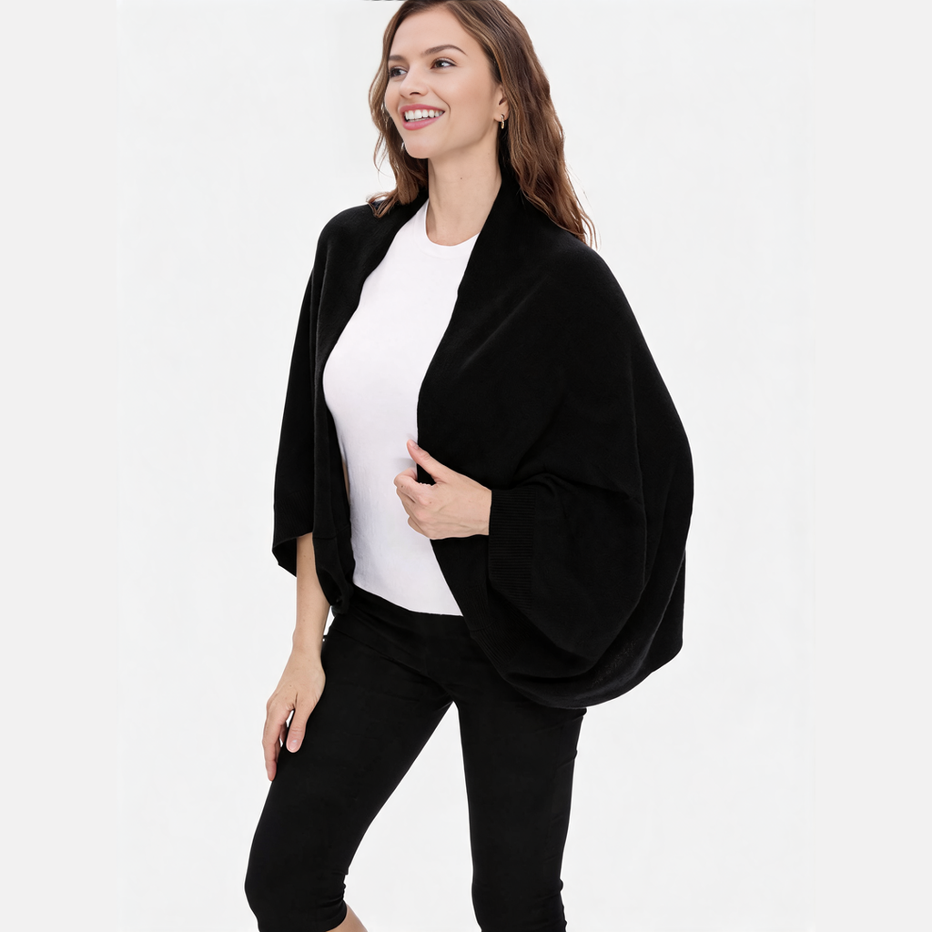CozyDrape – 100% Merino Wool Wrap with Built-In Sleeve Openings