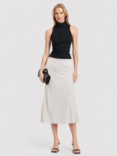 MilayaMuse – Off-the-Shoulder Ruched Top & Midi Skirt Set