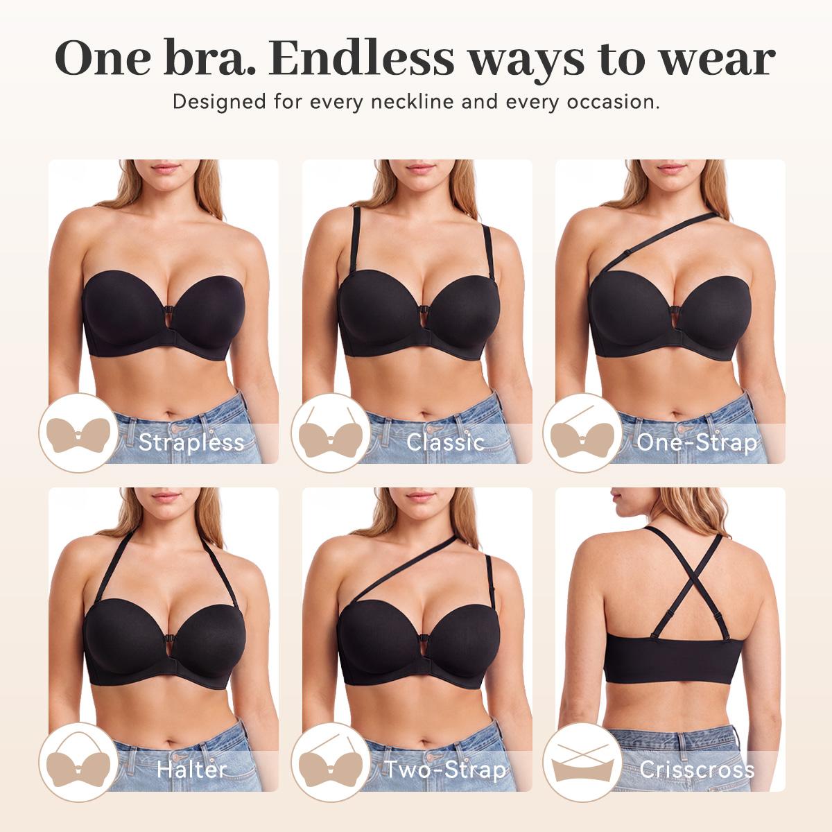 LiftLock – 🎒✨ Strapless Push-Up Bra with Front Closure, Padded Lift & Non-Slip Support 💕