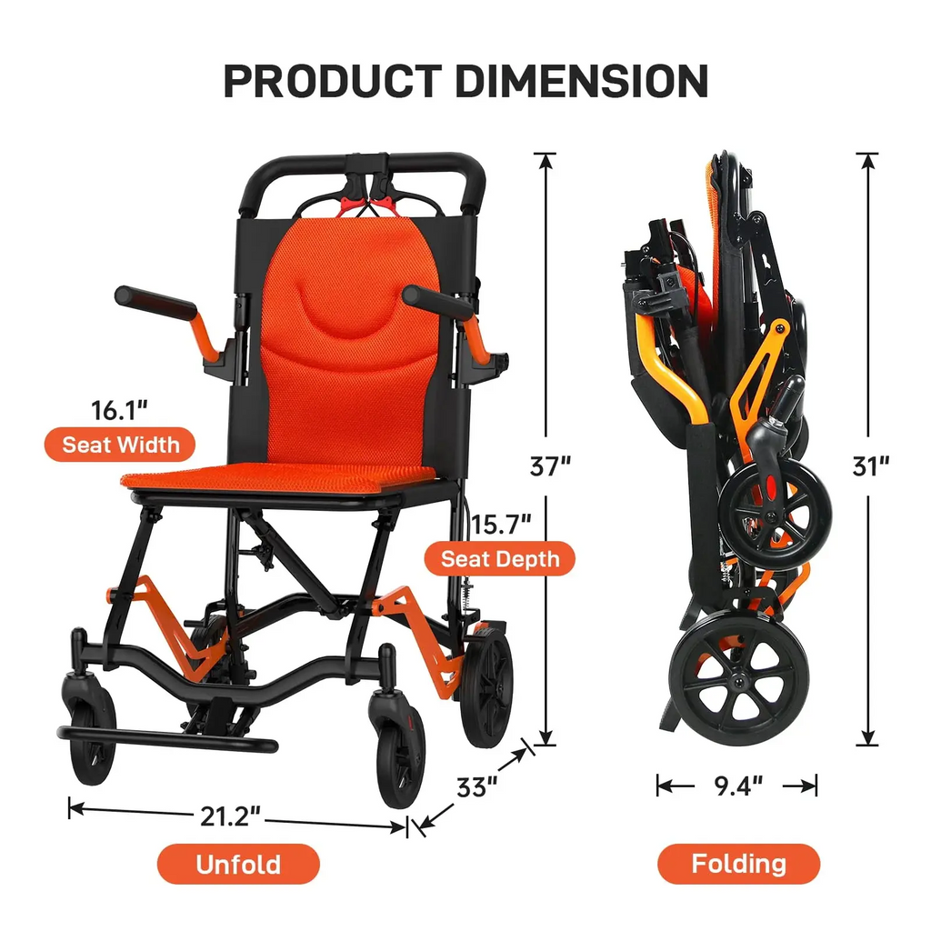 GlideFold – Lightweight Folding Transport Wheelchair for Seniors