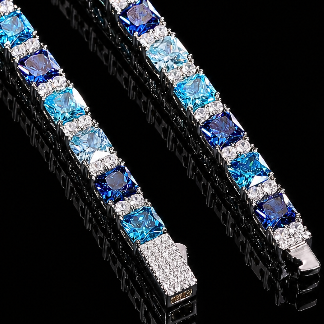 OceanBrilliance – Blue Moissanite Sterling Silver Bracelet