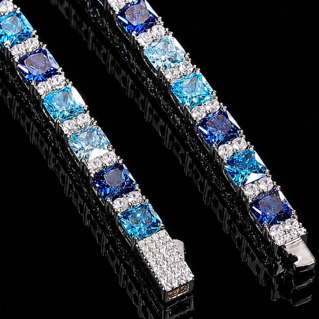 OceanBrilliance – Blue Moissanite Sterling Silver Bracelet