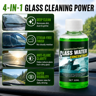 ClearDrive – 🥳💧✨Glass Concentrate: 10 ml Makes 1 L, Cuts Bugs & Grime, Streak-Free 🚗💪
