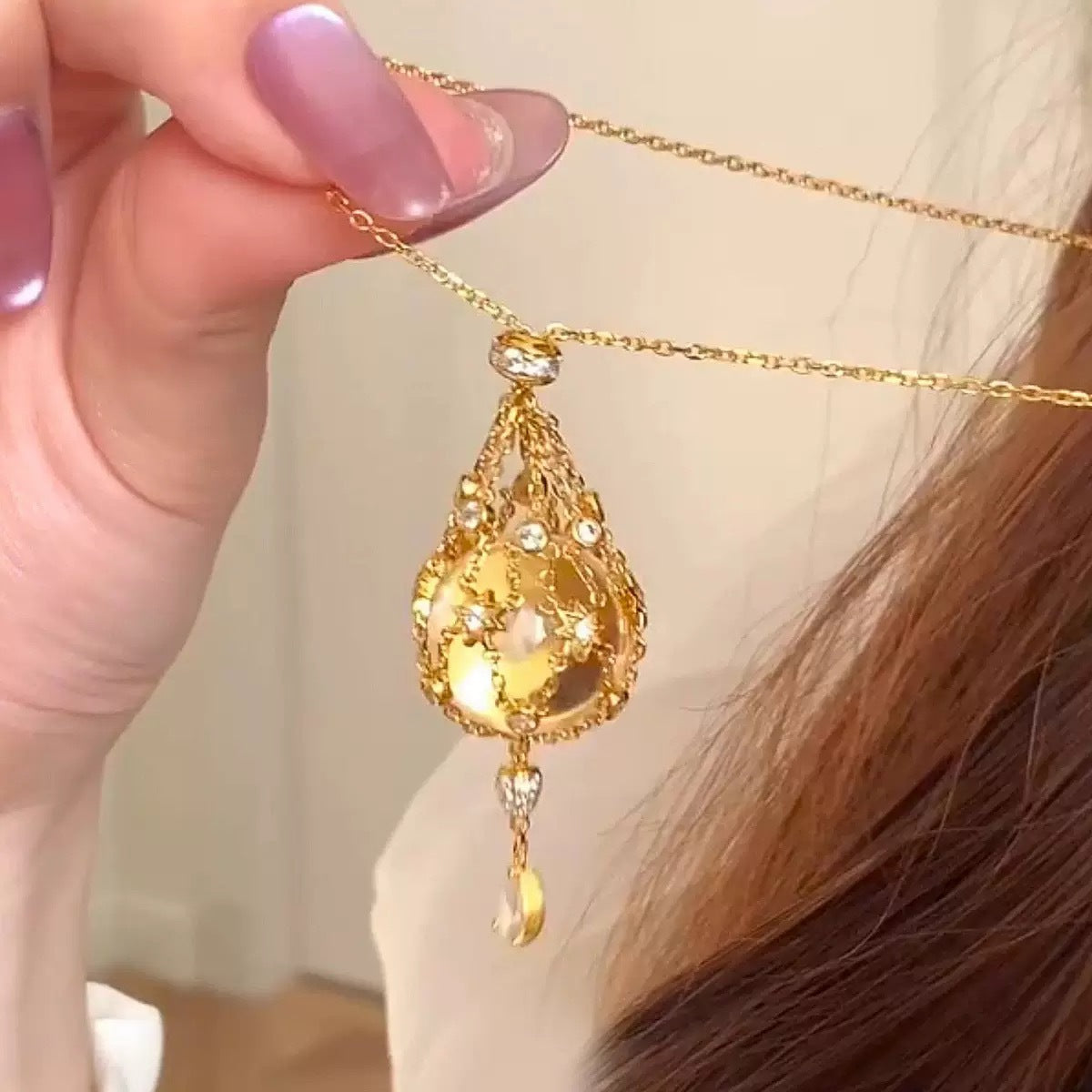 ✨StarGlow – Celestial Crystal Cage Pendant Necklace