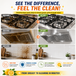Before and after kitchen grease cleaning result