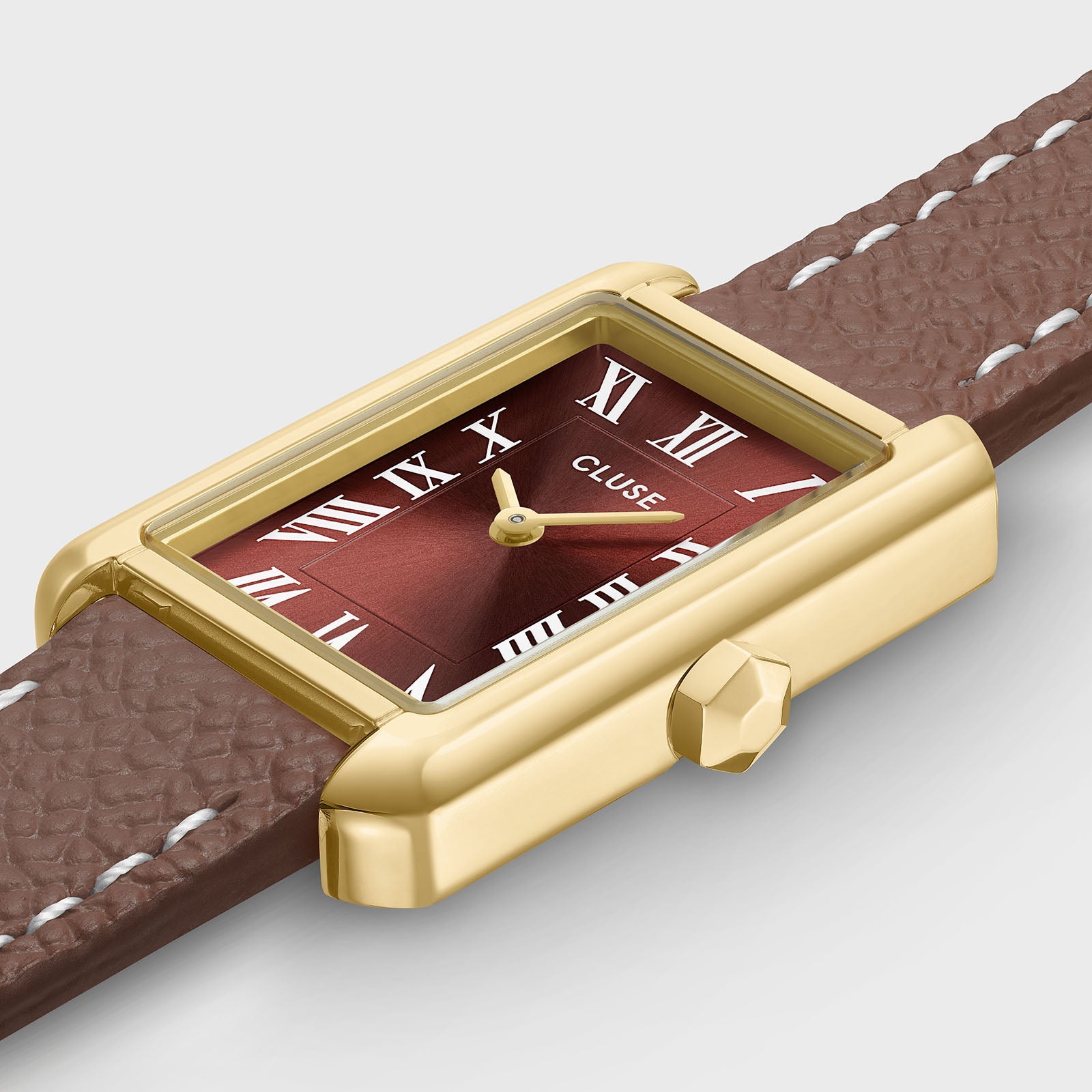 MochaWrap – Belisenna Rectangular Watch with Double Leather Strap, Gold Colour