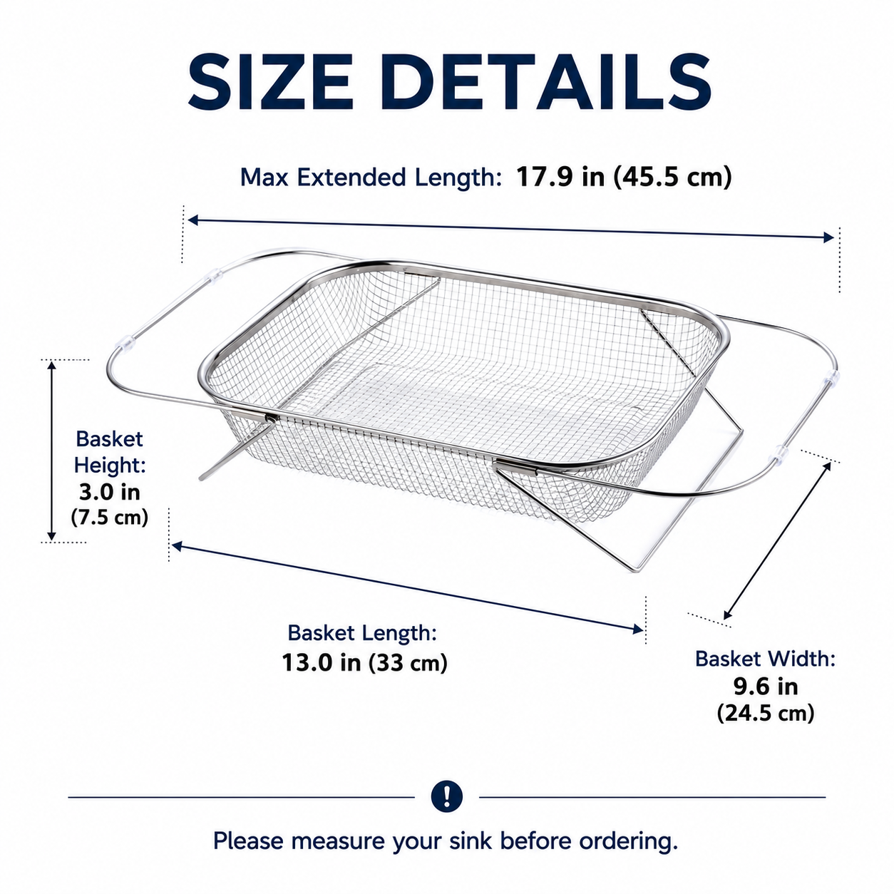SinkSpan – Adjustable Stainless Steel Over-the-Sink Drainer Basket