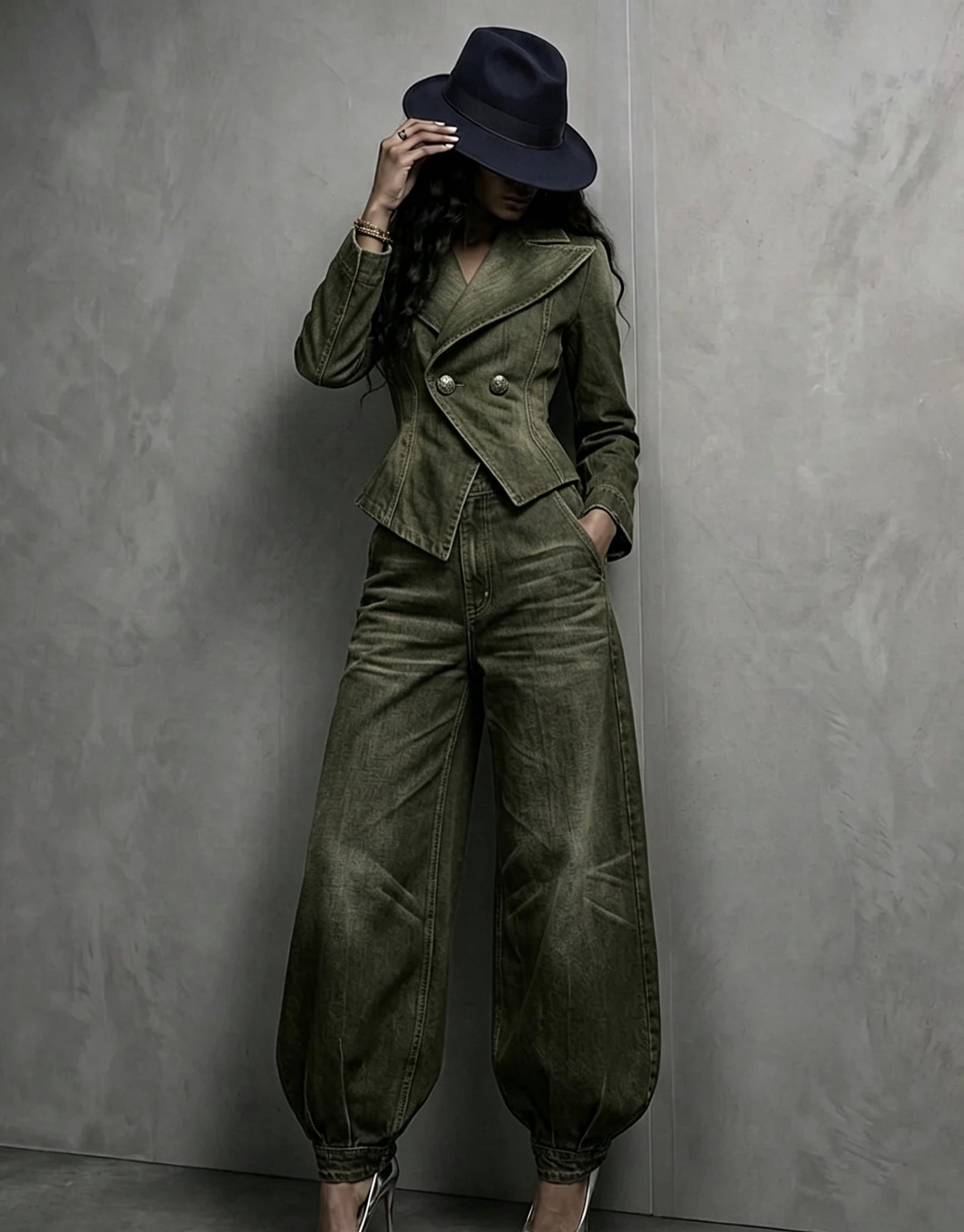 PeplumChic – 🤲🔥 Figure-Flattering Washed Denim 2-Piece Set + FREE Hat