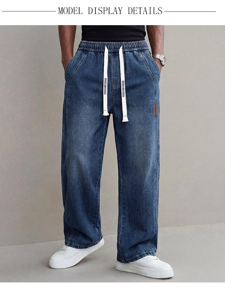 Men's stretch waist cargo jeans wide leg