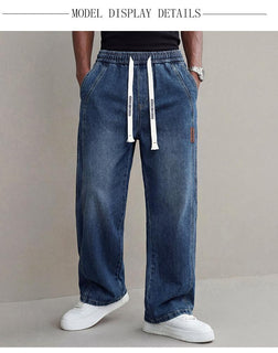 Men's stretch waist cargo jeans wide leg
