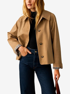TrenchEase – Classic Cropped Trench Jacket