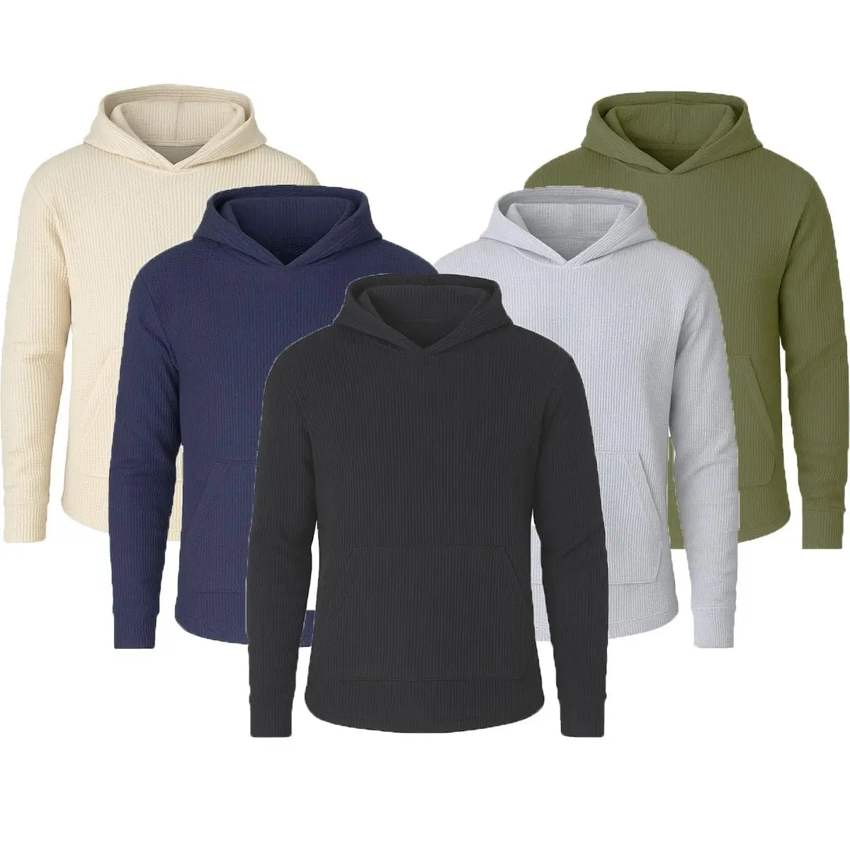 WaffleEase – Men’s Waffle-Knit Pullover Hoodie