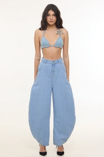 BarrelBloom – High-Rise Barrel Cut Wide-Leg Denim