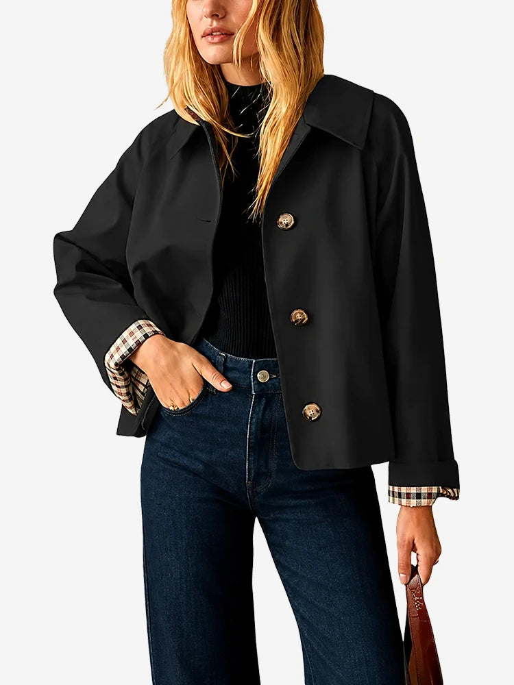 TrenchEase – Classic Cropped Trench Jacket