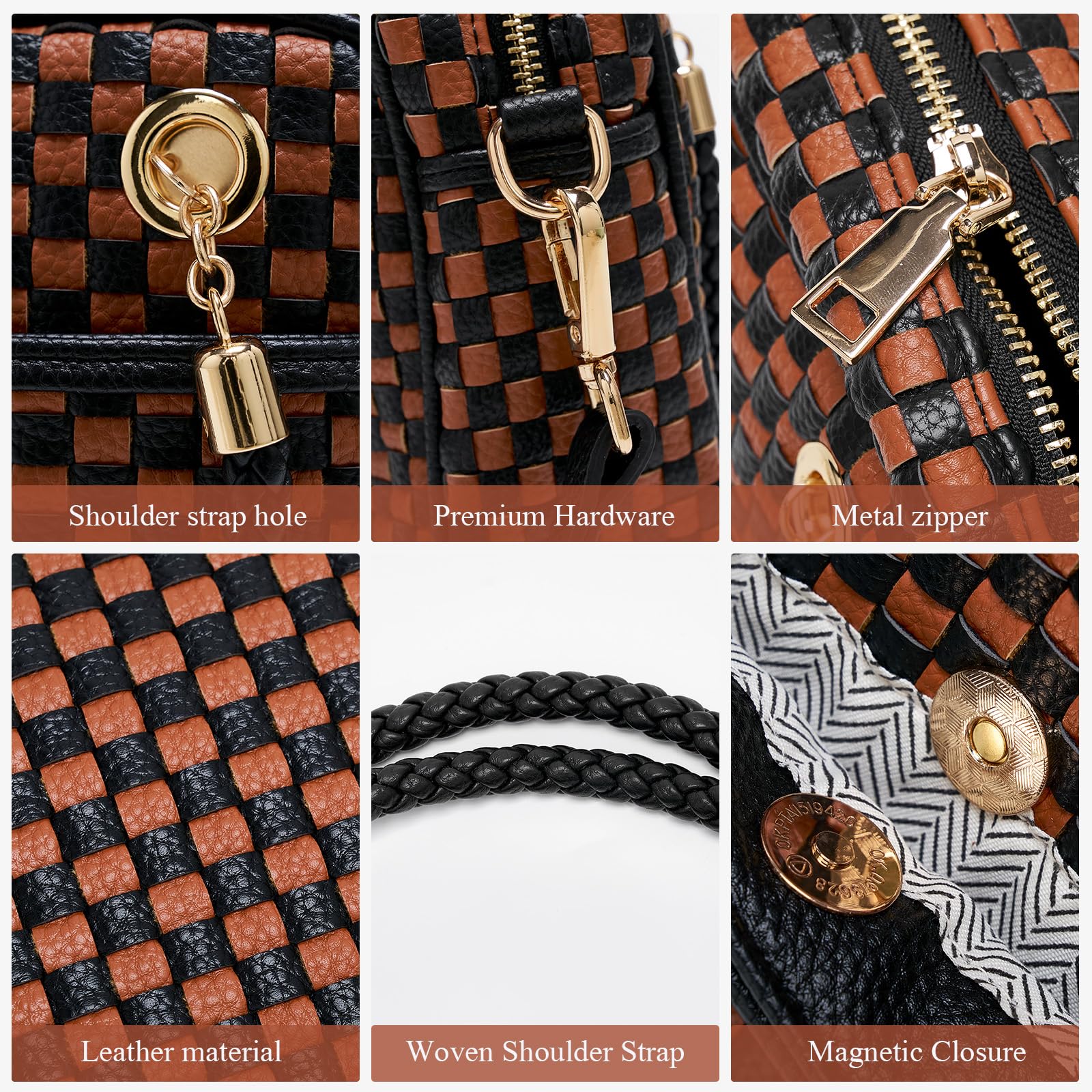 CheckWeave – Chic Checkered Woven Top Handle Crossbody Shoulder Bag in Vegan Leather