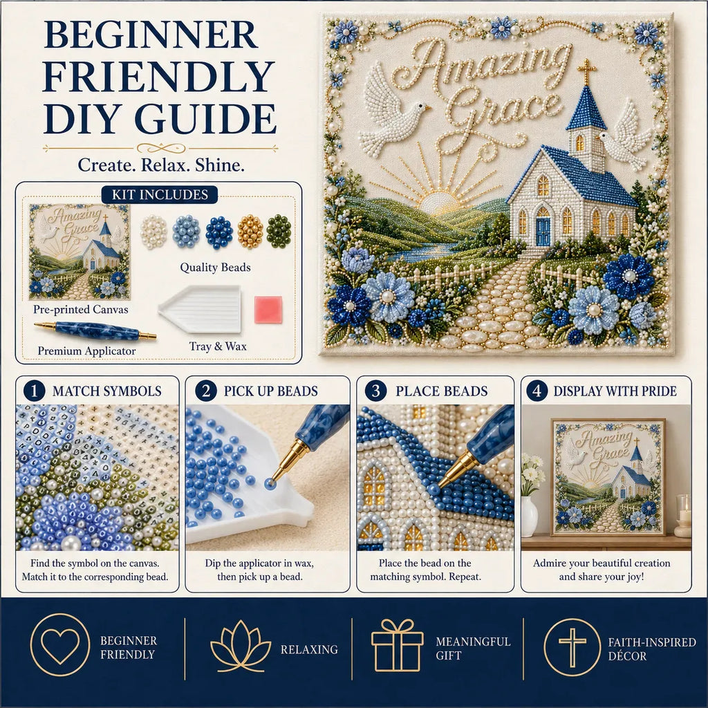 HymnPearl – ⏳ ✝️ Beginner-Friendly Sacred Hymn Pearl Art Kit | Christian Hymn Artwork with Scratch-Resistant, Non-Fading Pearl Beads, DIY Faith-Inspired Decor 🙏✨