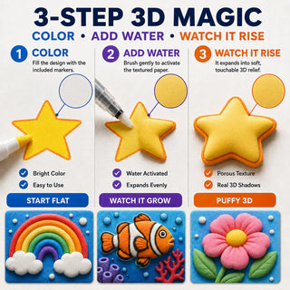 Three steps: color, add water, and watch the artwork rise