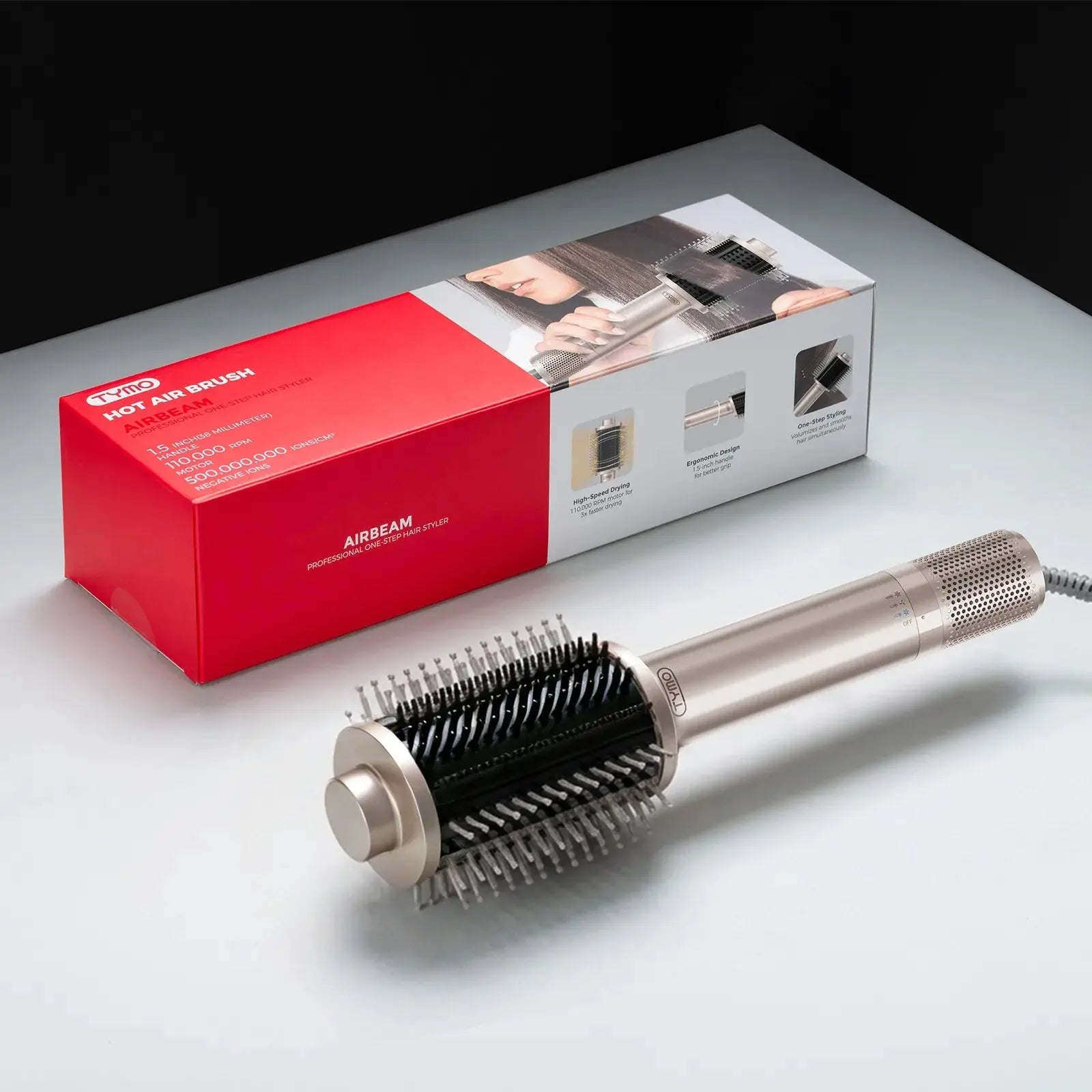 AirBeam Champagne – TYMO 3-in-1 Hot Air Dryer Brush for One-Step Drying & Styling