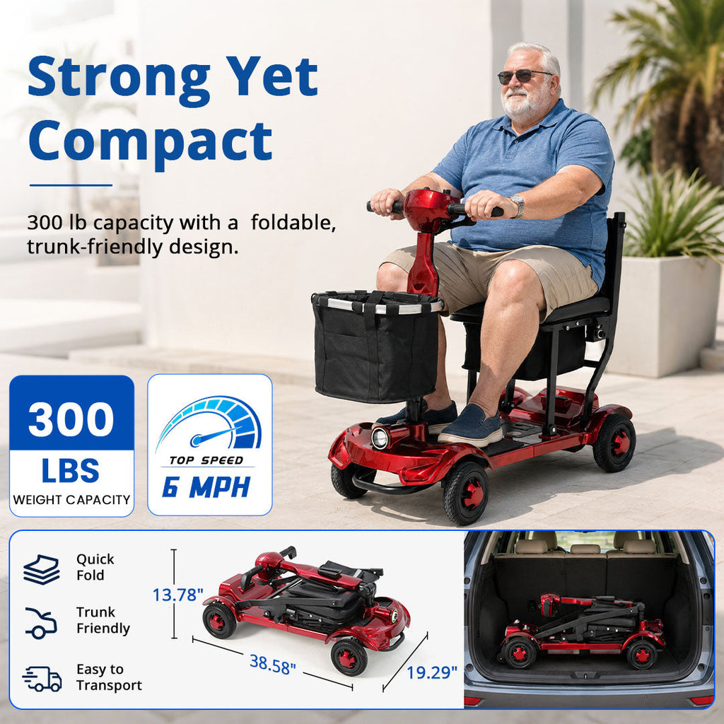 TravelGlide – Airline-Approved Lightweight Foldable Mobility Scooter, 300 lb Capacity