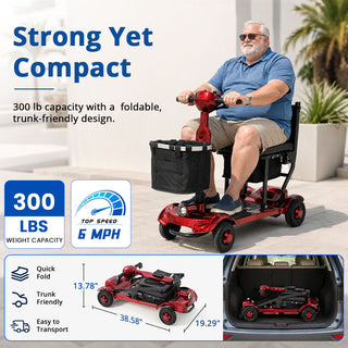 TravelGlide – Airline-Approved Lightweight Foldable Mobility Scooter, 300 lb Capacity
