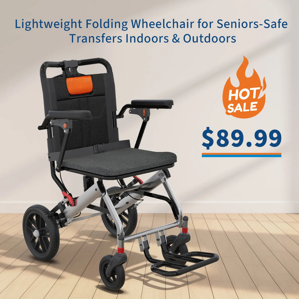 GlideFold – Lightweight Folding Transport Wheelchair for Seniors