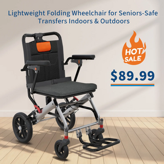 GlideFold – Lightweight Folding Transport Wheelchair for Seniors