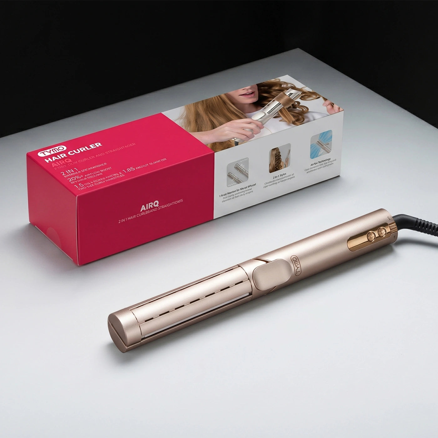 CurlShift – 2-in-1 Adjustable-Barrel Hair Straightener & Curler with Cool Airflow