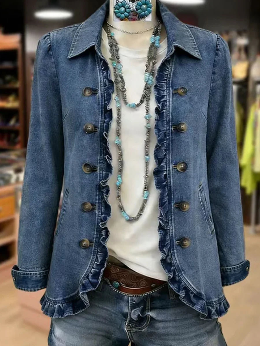 Floravia – Floral Embroidered Ruffle Utility Jacket