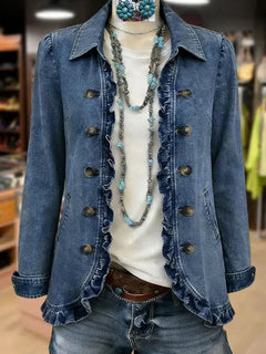 Floravia – Floral Embroidered Ruffle Utility Jacket